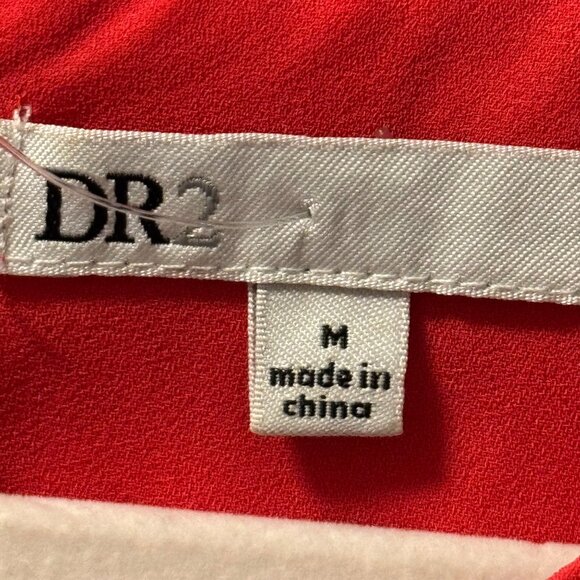 DR2 Red Ruffle Sleeve Blouse Size M women cold shoulder top blouse - Picture 2 of 12